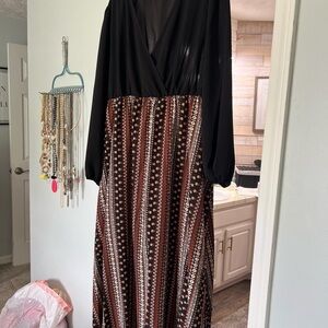 Elegant Black and Brown Maxi Dress